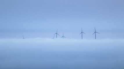 wind turbines and fog