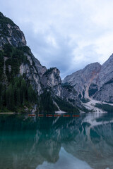 Fototapeta na wymiar lake in the mountains Lago di braies Dolomites