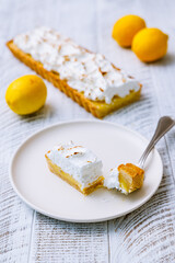 Slice of lemon meringue pie