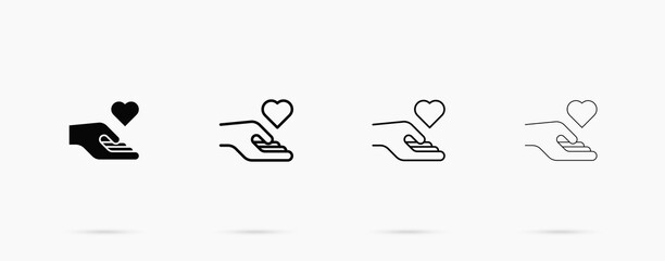 Hand hold heart line icon. Give love vector concept