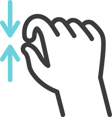 Zoom out gesture. Hand on touch screen icon