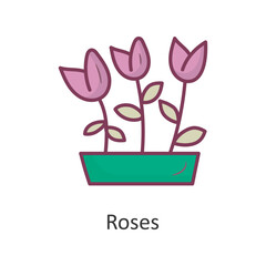 Roses vector Filled Outline Icon Design illustration. Nature Symbol on White background EPS 10 File
