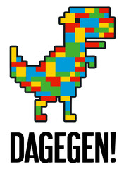 Obraz premium Pixelgrafik-Tyrannosaurus ist dagegen