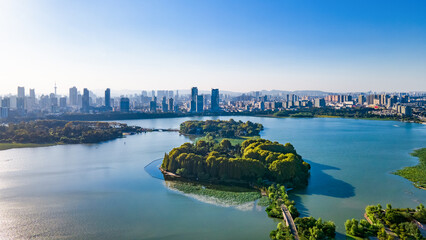 Fototapeta na wymiar Aerial photography of Xuanwu Lake Scenic Area, Nanjing City, Jiangsu Province, China