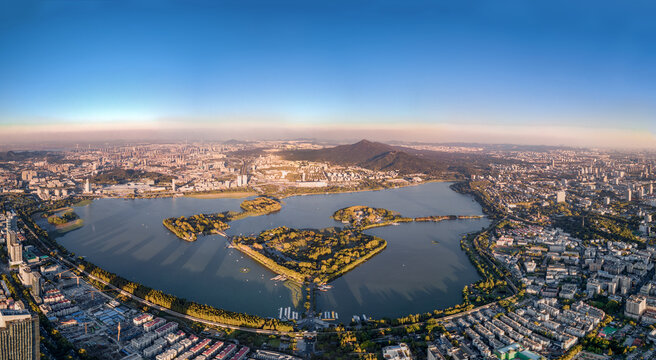 Aerial photography of Xuanwu Lake Scenic Area, Nanjing City, Jiangsu Province, China