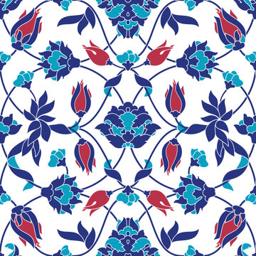 Turkish traditional cini pattern. Oriental ethnic background. Seamless vector illustration
