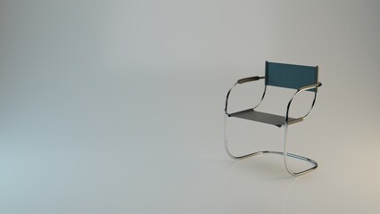 Modern chair in studio. Minimal concept idea. 3d render.
