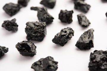 Shilajit is an ayurvedic medicine found primarily in the rocks of the Himalayas. selective focus