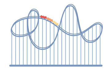Roller coaster in amusement park. Vector flat illustration 