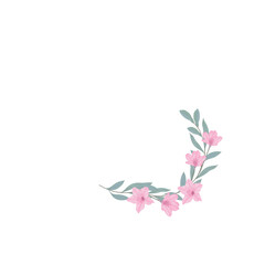 Pink flowers watercolor azalea illustration.