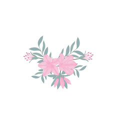 Pink flowers watercolor azalea illustration.