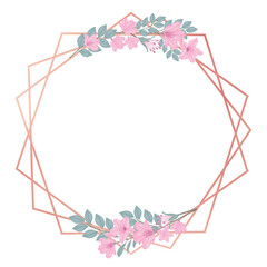 Pink flowers watercolor azalea illustration.