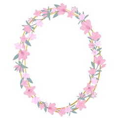 Pink flowers watercolor azalea illustration.