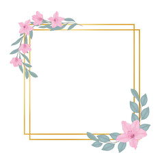 Pink flowers watercolor azalea illustration.