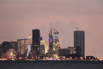 Fototapeta na wymiar skyline of sea city Batumi skyscrapers at night