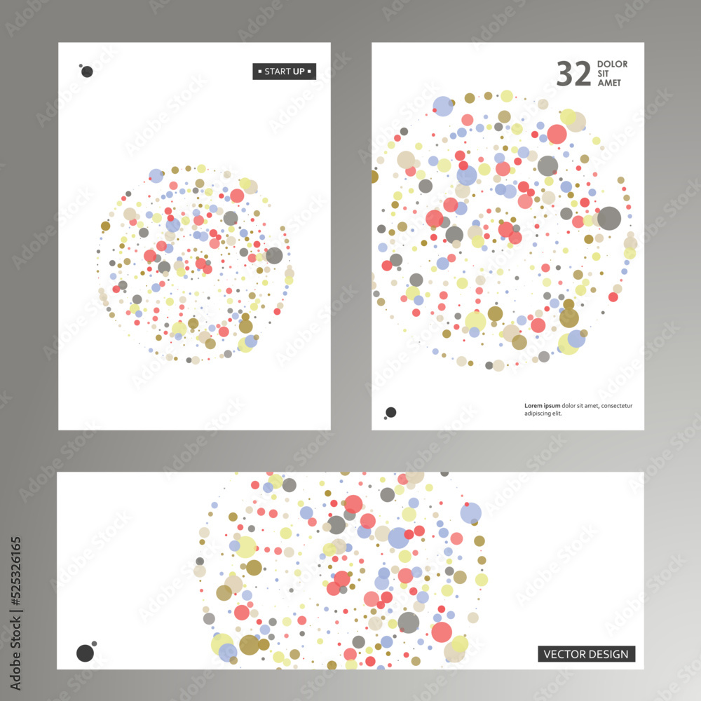 Aufkleber Vector frame design. Minimalistic line with dots color halftone. Creative element for design and business cards and annual report, invitations and brochures