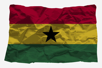 Ghana flag on crumpled paper vector, copy space, Country logo concept, flag with wrinkled texture paper