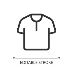 Obraz premium T shirt pixel perfect linear ui icon. Men clothing store. Online marketplace. Buying clothes. GUI, UX design. Outline isolated user interface element for app and web. Editable stroke. Arial font used