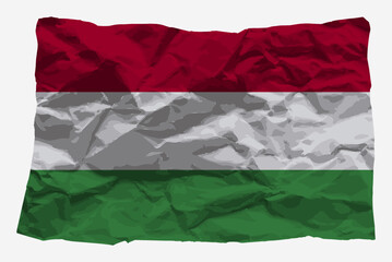 Hungary flag on crumpled paper vector, copy space, Country logo concept, flag with wrinkled texture paper