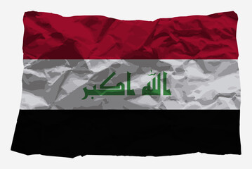 Iraq flag on crumpled paper vector, copy space, Country logo concept, flag with wrinkled texture paper