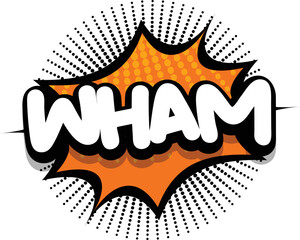 wham Comic book explosion bubble vector illustration - obrazy, fototapety, plakaty