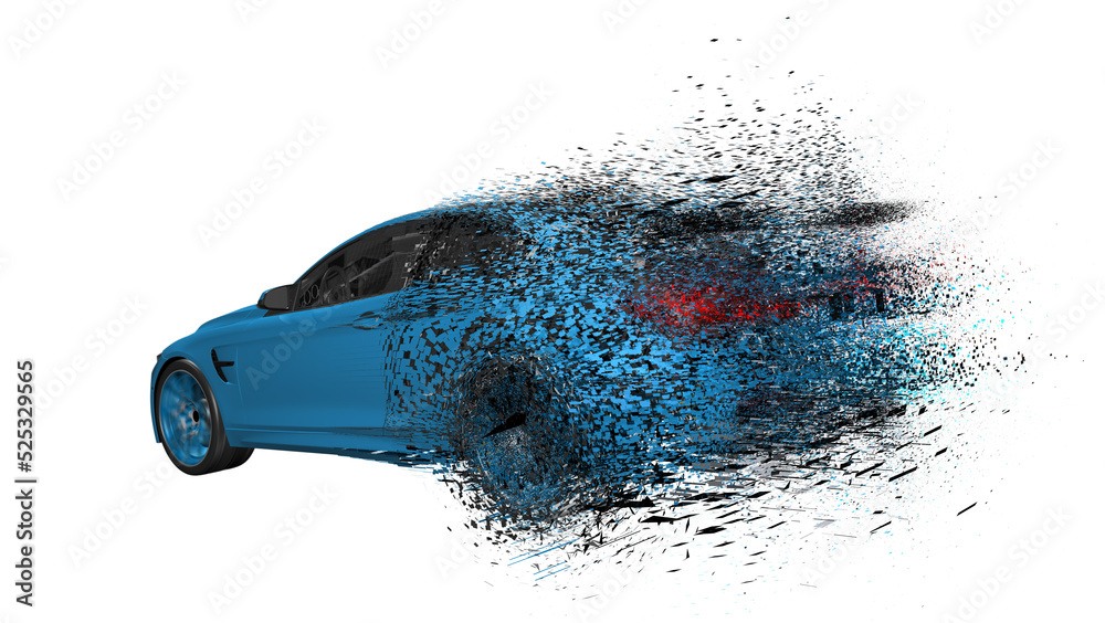 Poster 3d isometric image of a smart or intelligent car.