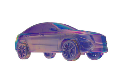 Futuristic car service, scanning and auto data analysis. Virtual car  3d