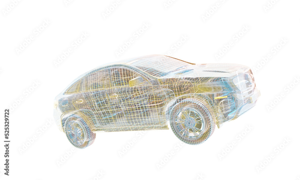 Poster 3d isometric image of a smart or intelligent car.