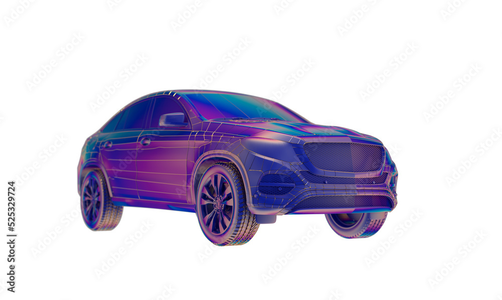 Poster 3d isometric image of a smart or intelligent car.