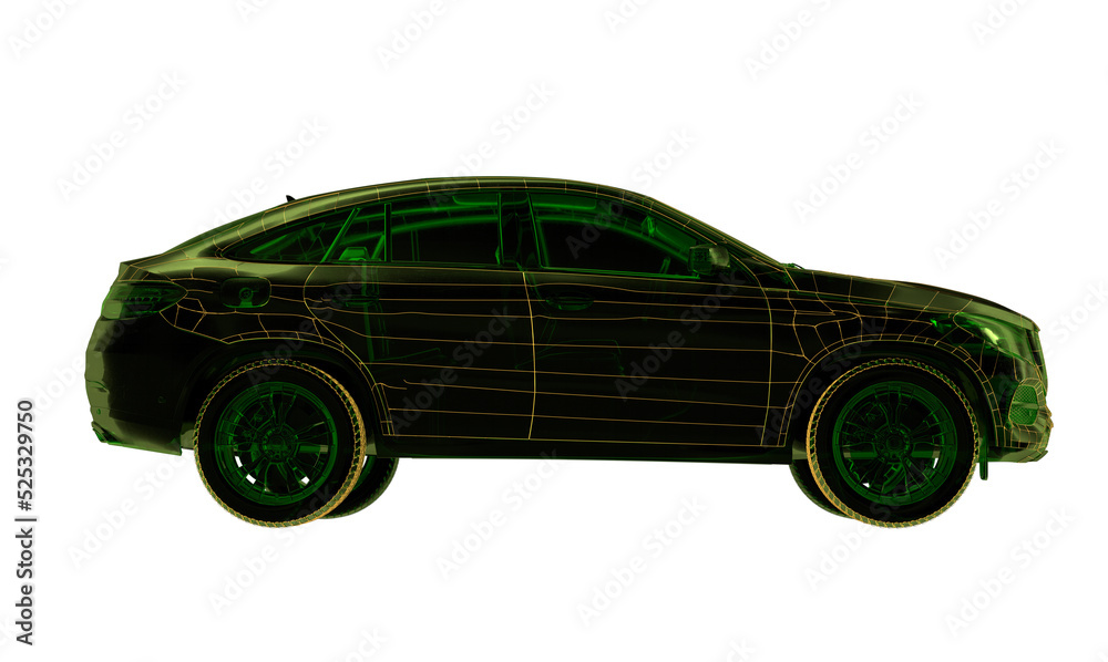 Poster 3d isometric image of a smart or intelligent car.