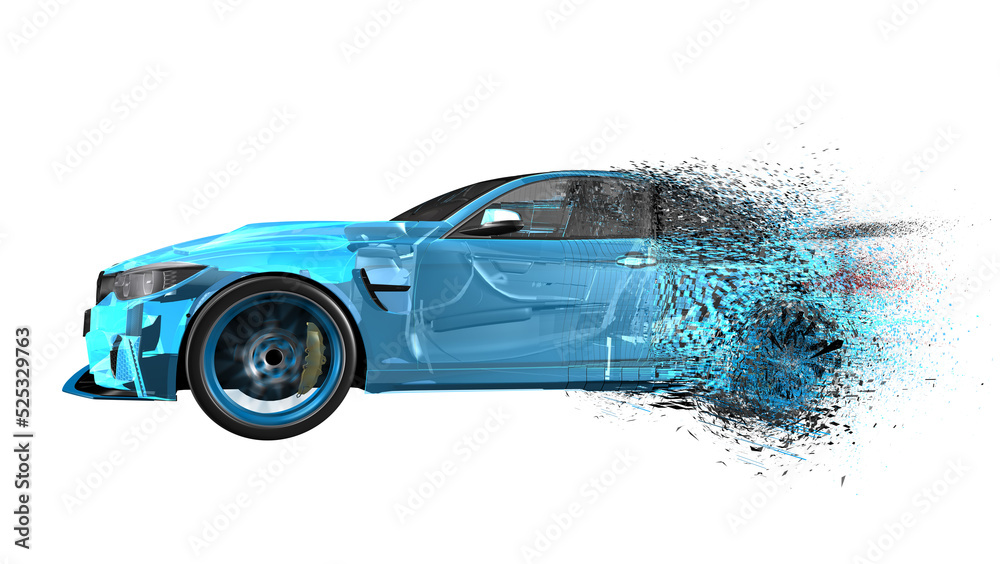 Poster 3d isometric image of a smart or intelligent car.