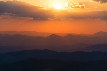 Fototapeta na wymiar Beautiful Sunset Landscape in the Mountain . Vitosha Mountain in Bulgaria 