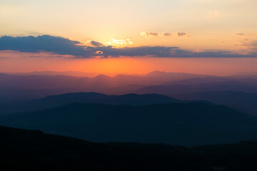 Beautiful Sunset Landscape in the Mountain . Vitosha Mountain in Bulgaria 