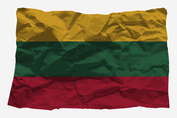 Lithuania flag on crumpled paper vector, copy space, Country logo concept, flag with wrinkled texture paper