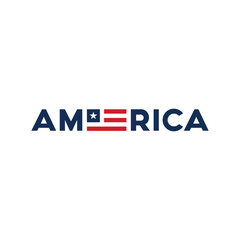 USA flag. America logo. Made in USA. The sign is white, blue, red. Modern colored logo vector.