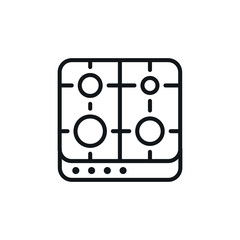 Gas stove linear icon. Kitchen and Cookware. Thin line customizable illustration. Contour symbol. Vector isolated outline drawing. Editable stroke