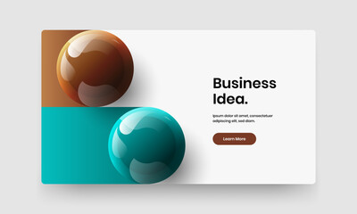 Fototapeta premium Vivid handbill design vector illustration. Trendy 3D balls flyer layout.