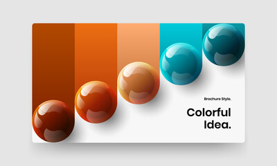 Clean realistic balls company brochure concept. Minimalistic poster design vector template.