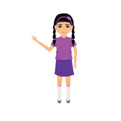 stylishly dressed beautiful young girl says hello