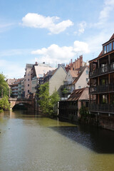 Fototapeta na wymiar Embankments in the center of Nuremberg, Germany