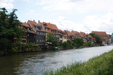 Fototapeta na wymiar The river and traditional houses in Bamberg, Germany 