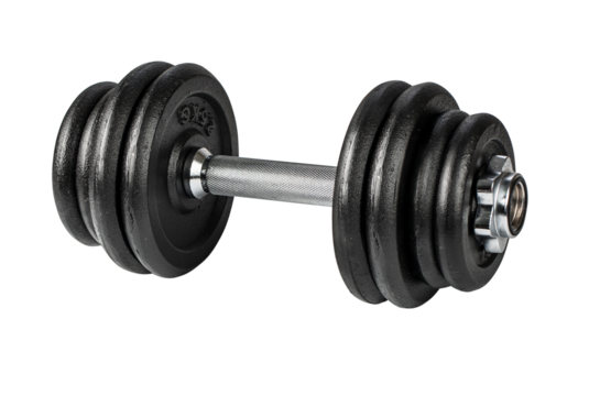 dumbbells over white background.