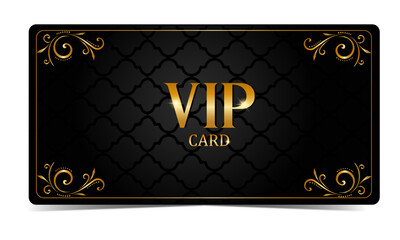 Golden black VIP card with a monogram. Vector illustration