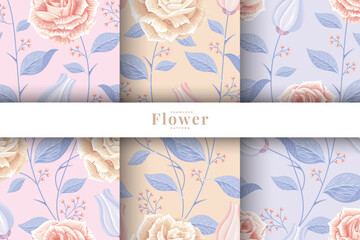 beautiful flowers pattern collection set