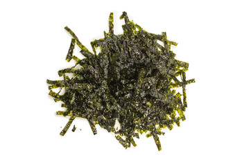 Tasty nori seaweed isolated on white background.