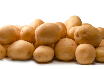 A group of fresh tasty potato isolated on white background.