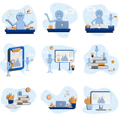 Online education. Studying or working at hone. Business people working together. Workspace. Communication and teamwork concept. School college activity, Reading a book. Mentorship. 