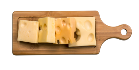 various types of cheese on wooden board