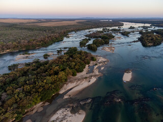 Wonderful Tocantins River with its tributaries forming islands just after sunset
