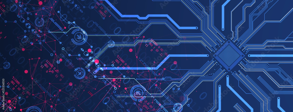Poster Abstract background on technological and scientific topics. CPU concept. Vector format.